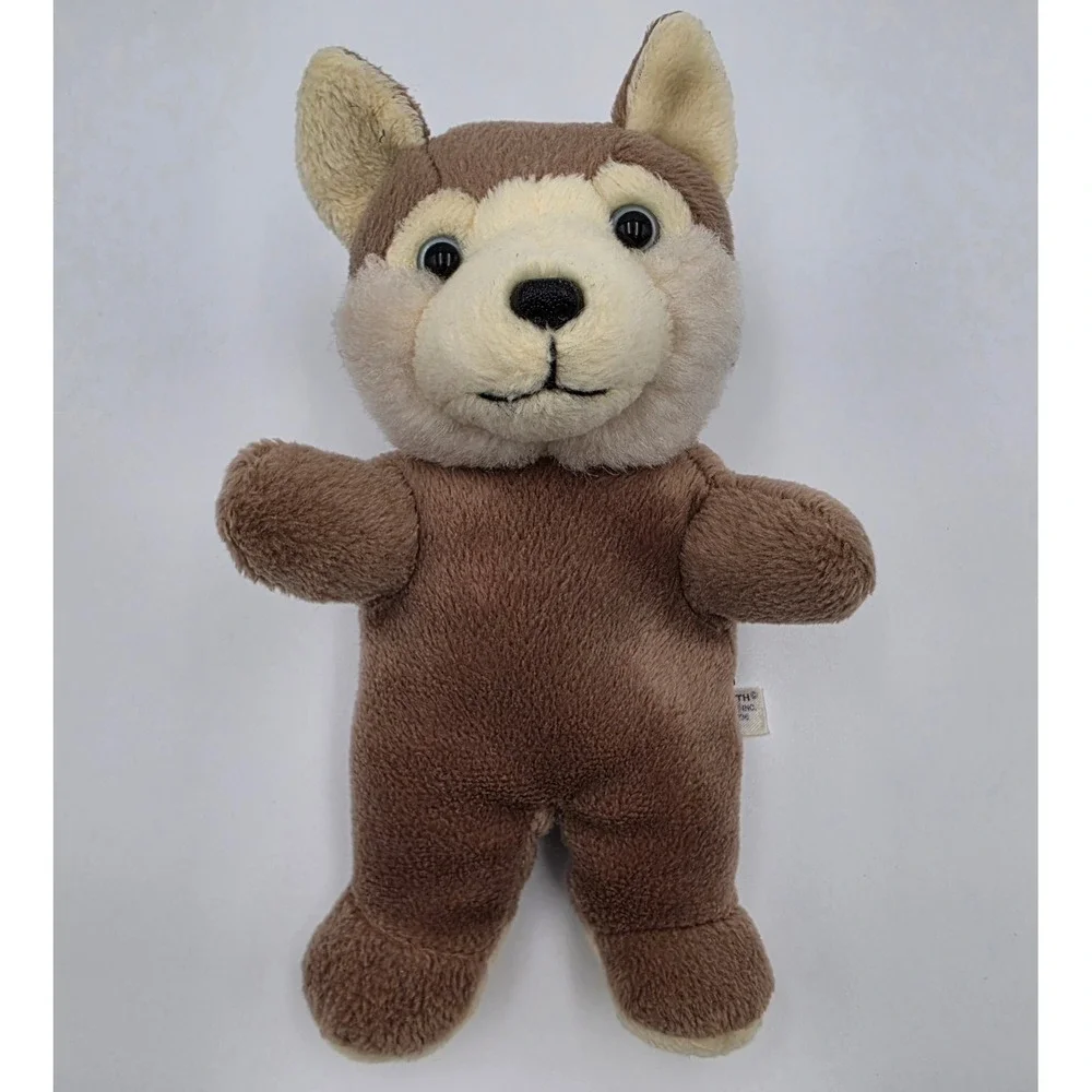 Steven Smith Stuffed Animals Brown Cream Wolf Pup Plush Toy Bushy Tail Vintage